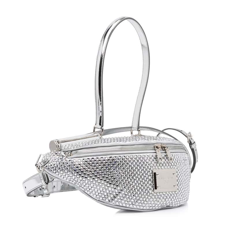 Dolce & Gabbana Miss Sicily Belt Bag Silver Leather Very good condition - Back View
