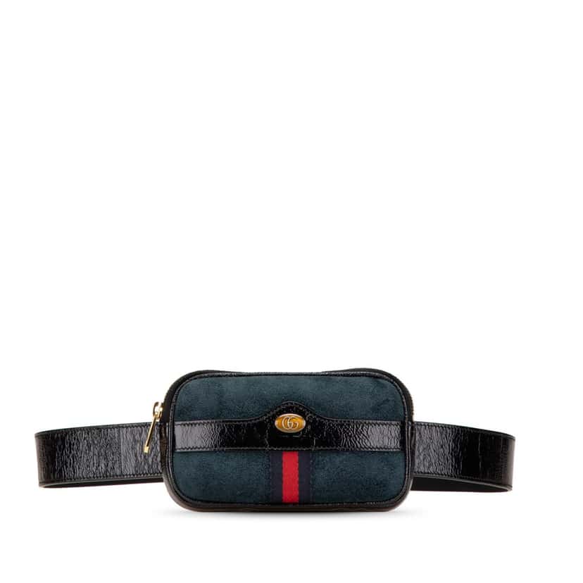 Gucci Small Suede Ophidia Belt Bag Blue Leather Good condition - Front View