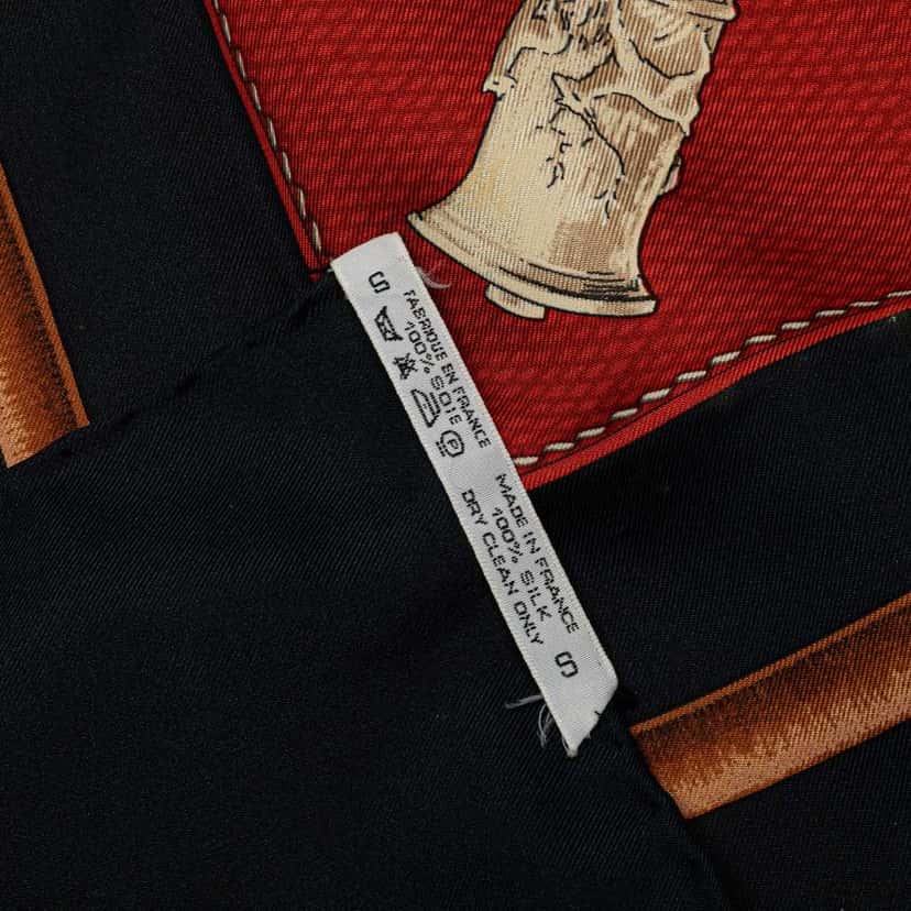 Hermès Cannes et Pommeaux Silk Scarf Black Silk Good condition - Model View