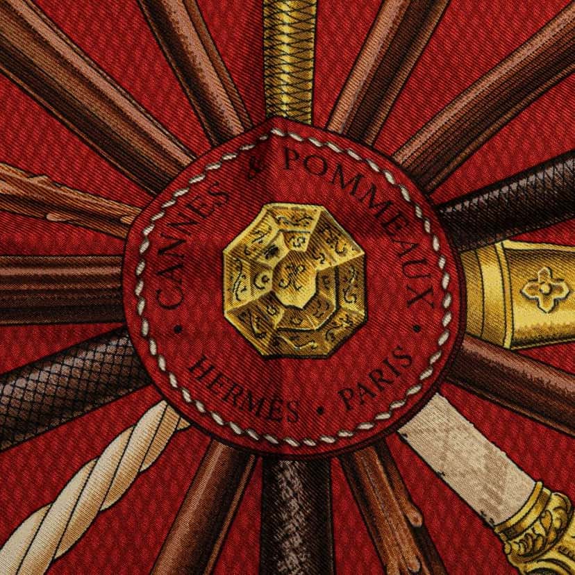 Hermès Cannes et Pommeaux Silk Scarf Black Silk Good condition - Box View