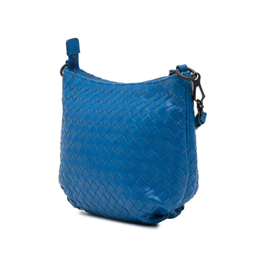Bottega Veneta Nappa Intrecciato Shoulder Bag Blue Leather Good condition - Back View