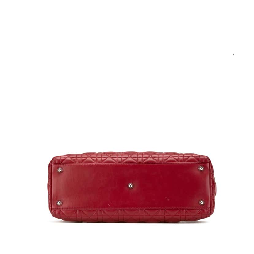 Dior Large Lambskin Cannage Lady Dior Red Leather Good condition - Inside View
