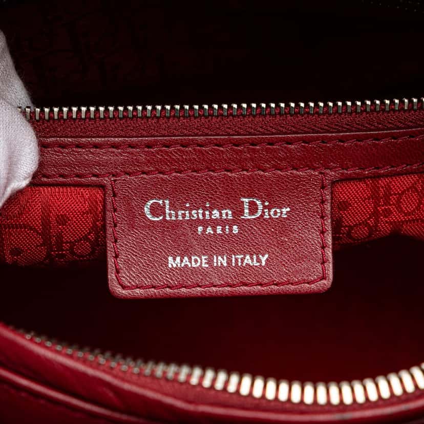 Dior Large Lambskin Cannage Lady Dior Red Leather Good condition - Box View