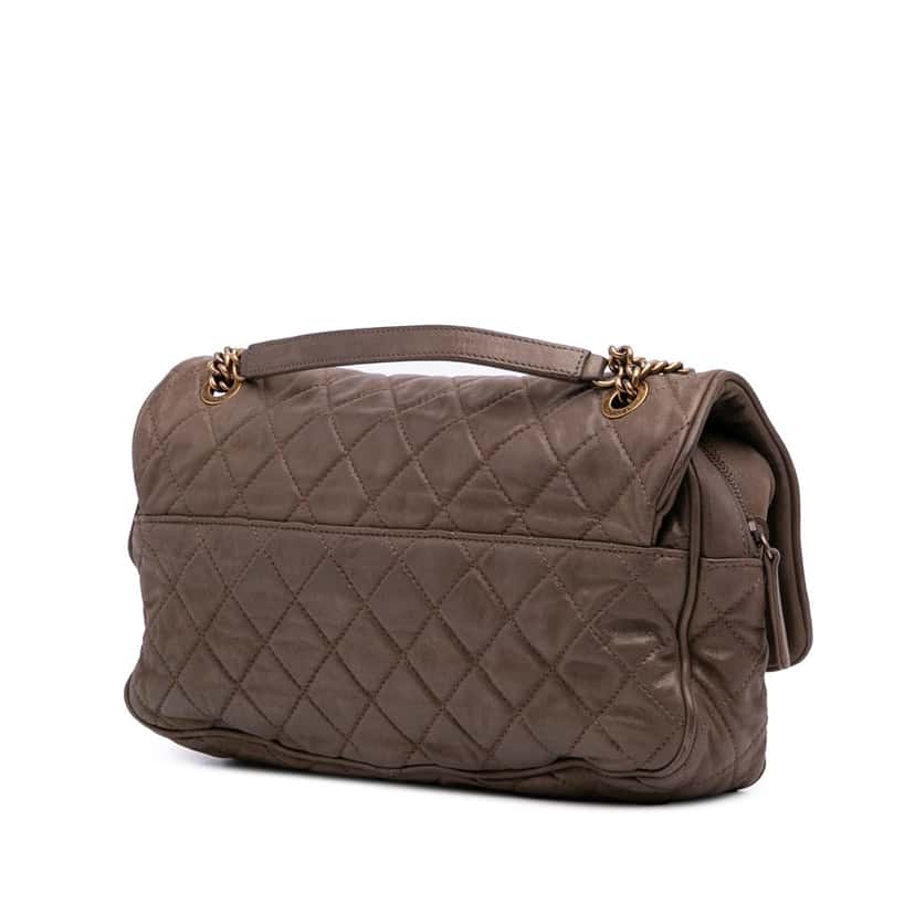 Chanel Large Quilted Iridescent Calfskin Shiva Flap Brown Leather Good condition - Back View