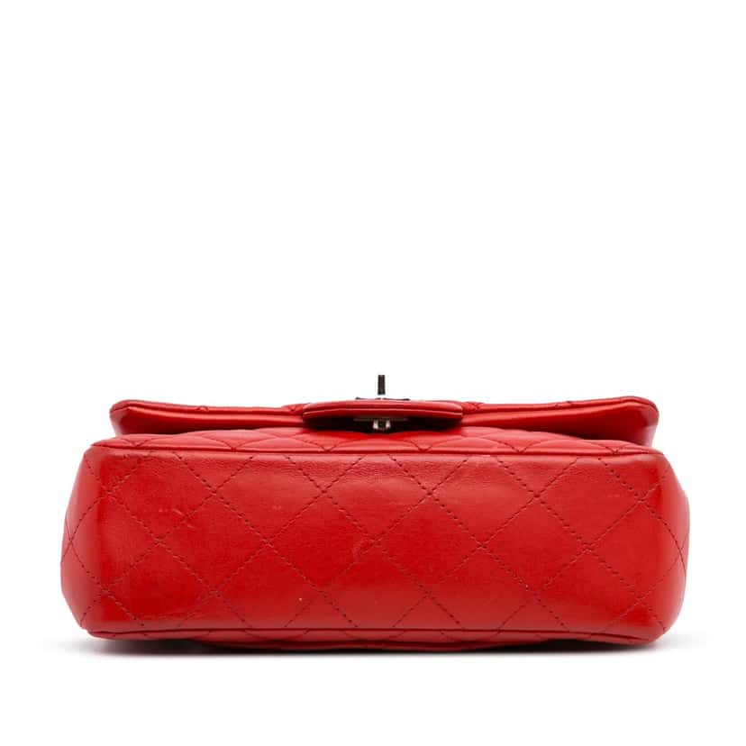 Chanel New Mini Rectangular Classic Lambskin Single Flap Red Leather Good condition - Box View