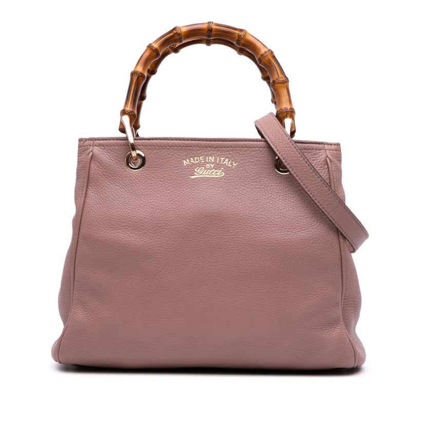 Gucci Small Calfskin Bamboo Shopper Satchel Pink Leather Good condition - Front View