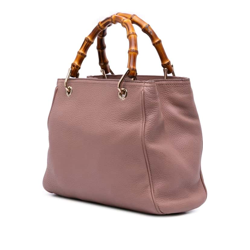Gucci Small Calfskin Bamboo Shopper Satchel Pink Leather Good condition - Back View