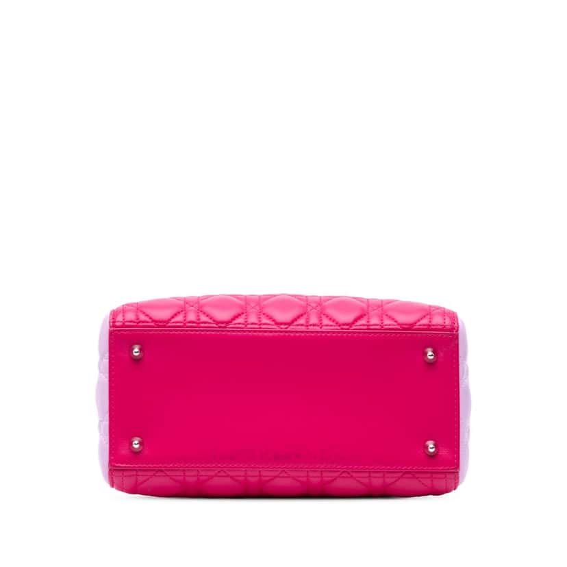 Dior Medium Tricolor Lambskin Cannage Lady Dior Pink Leather Good condition - Inside View