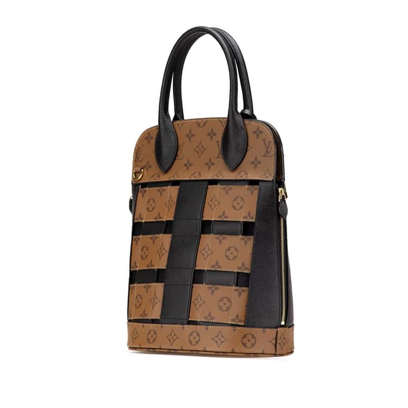 Louis Vuitton Monogram Reverse Tressage Tote MM Brown Canvas Good condition - Back View