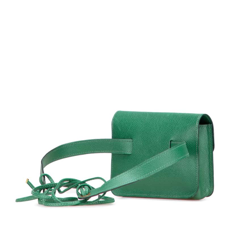Hermès Courchevel Pochette Belt Bag Green Leather Good condition - Back View