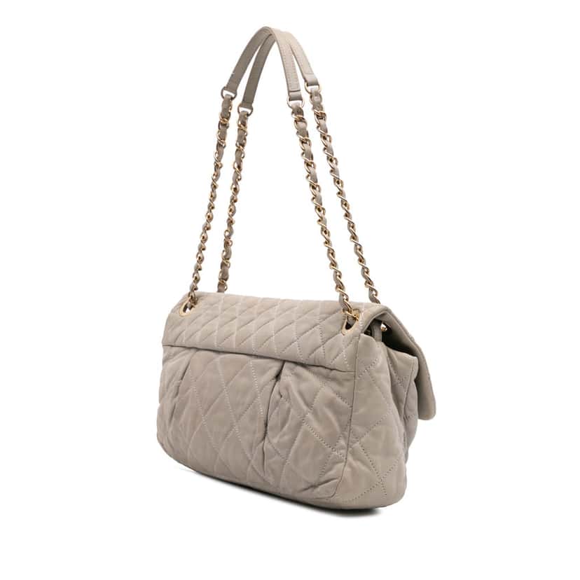 Chanel Large Quilted Iridescent Calfskin Coco Pleats Flap Brown Leather Good condition - Back View