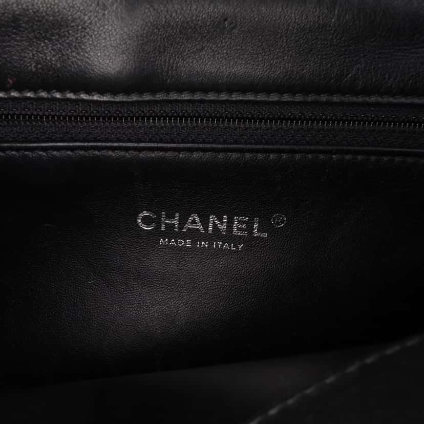Chanel Quilted Calfskin Double Chain Top Handle Flap Black Leather Good condition - Box View
