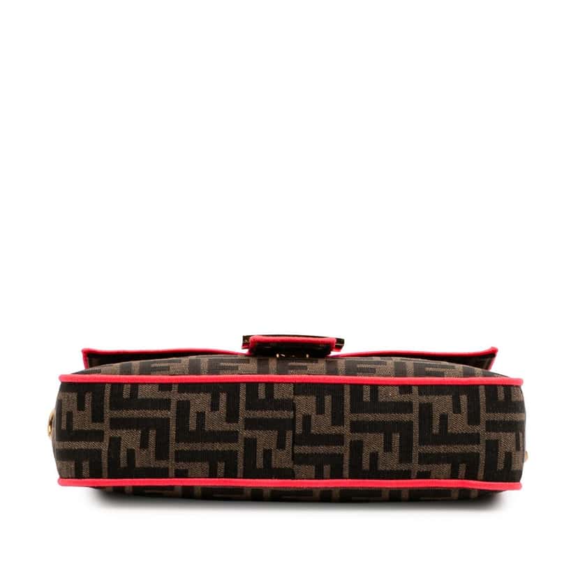 Fendi Medium Zucca Canvas Fluo Trim Baguette Satchel Brown Canvas Good condition - Inside View