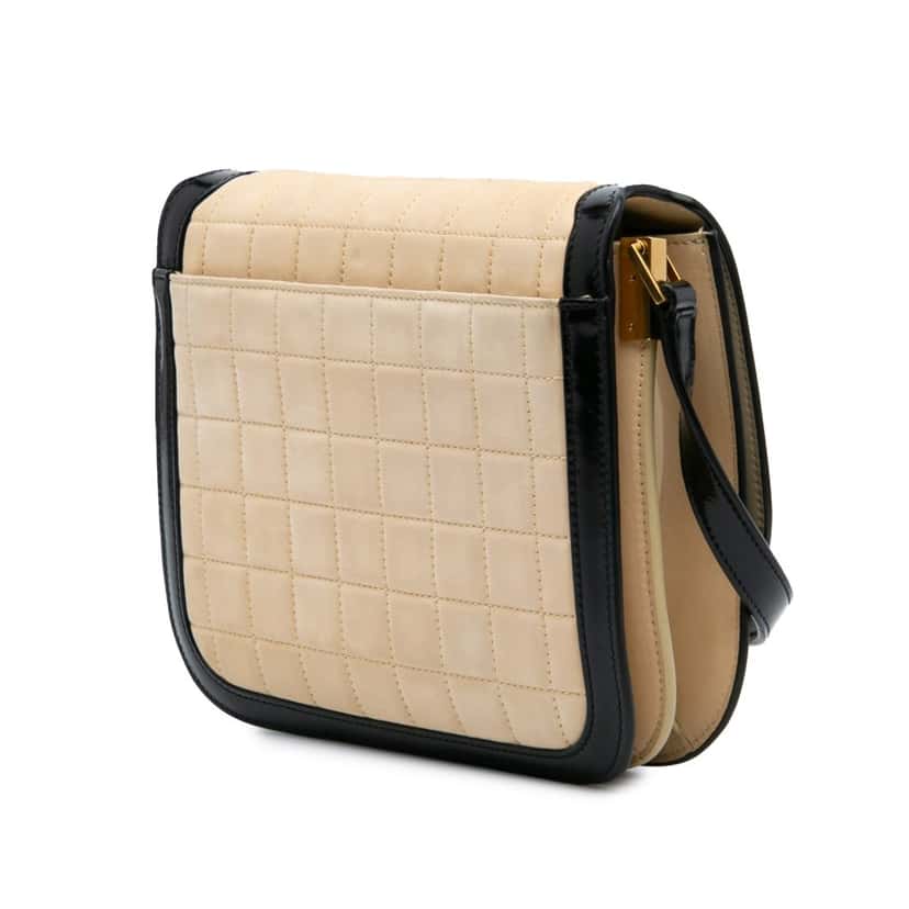 Saint Laurent Medium Quilted Suede Monogram Solferino Crossbody Brown Leather Good condition - Back View