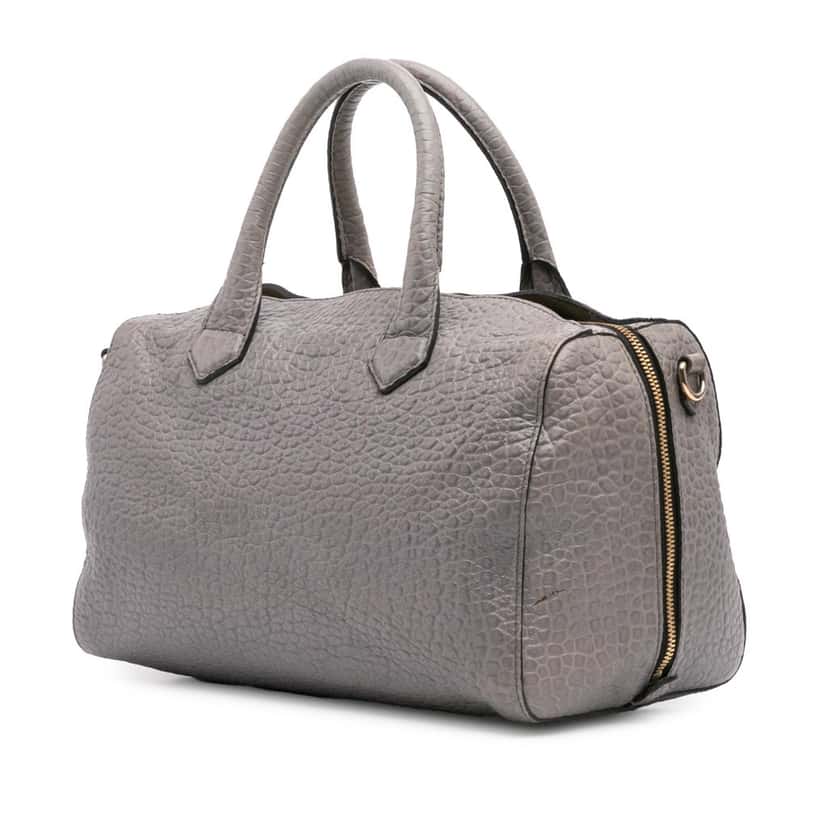 Burberry Medium Grained Calfskin Alchester Satchel Grey Leather Good condition - Back View