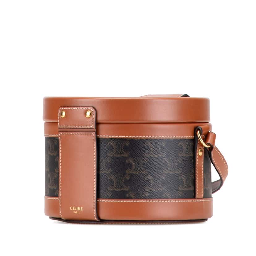 Celine Medium Triomphe Coated Canvas Tambour Crossbody Brown Canvas Very good condition - Back View