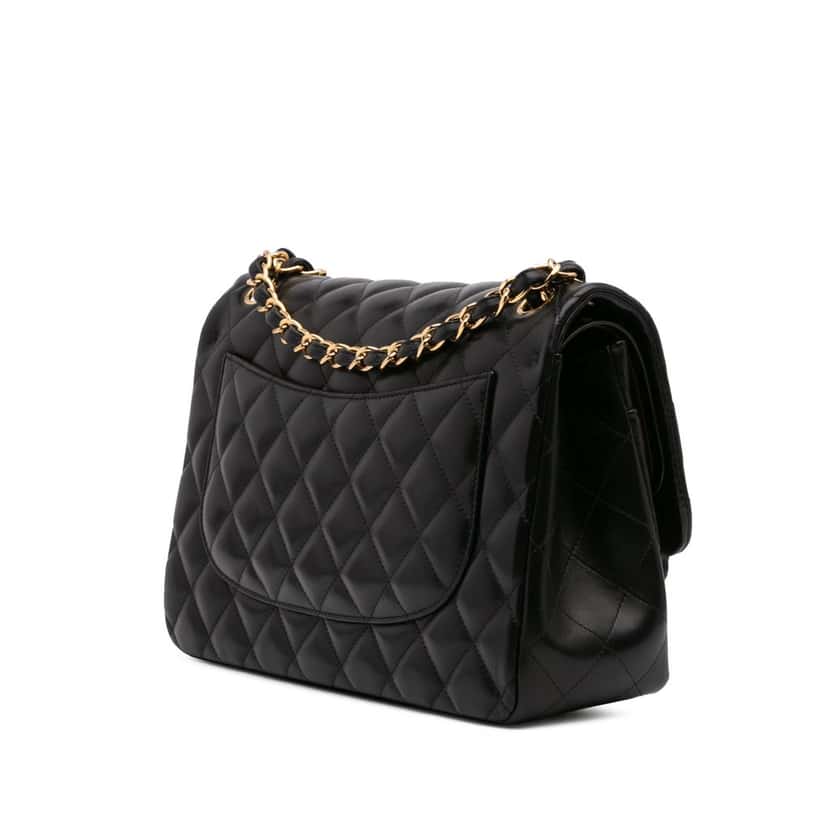 Chanel Jumbo Classic Lambskin Double Flap Black Leather Good condition - Back View