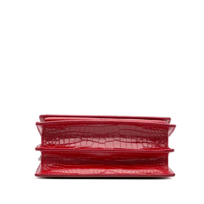 Saint Laurent Medium Croc Embossed Leather Sunset Crossbody Red Leather Good condition - Inside View