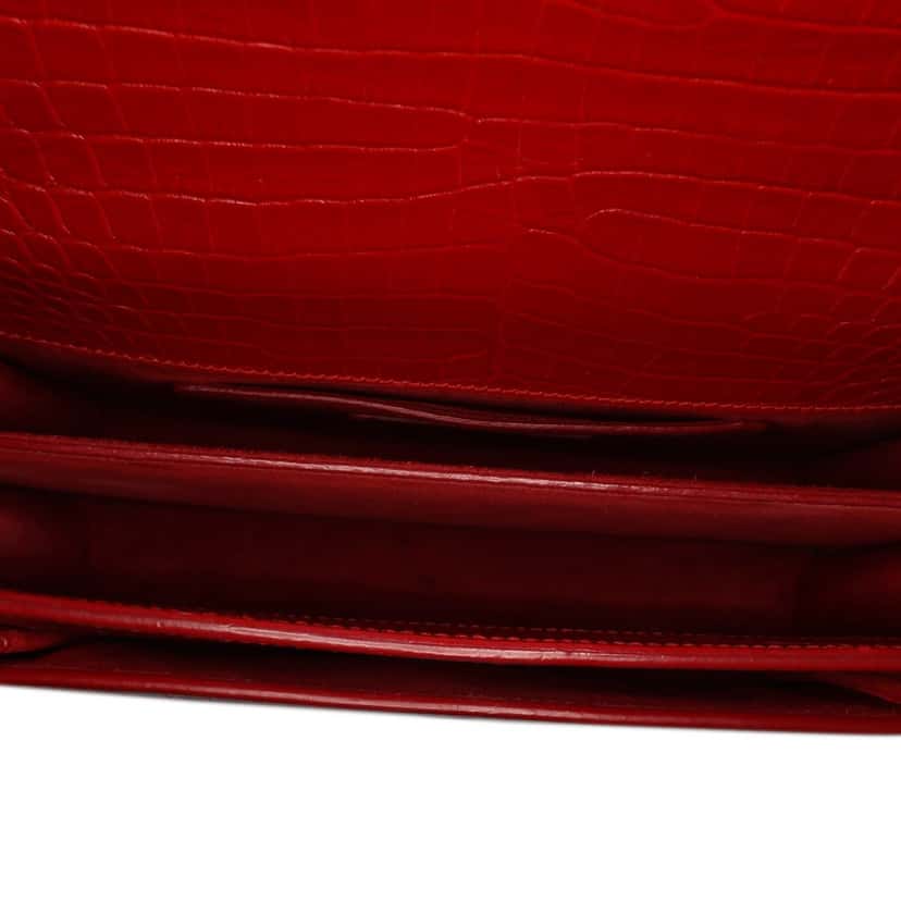 Saint Laurent Medium Croc Embossed Leather Sunset Crossbody Red Leather Good condition - Model View