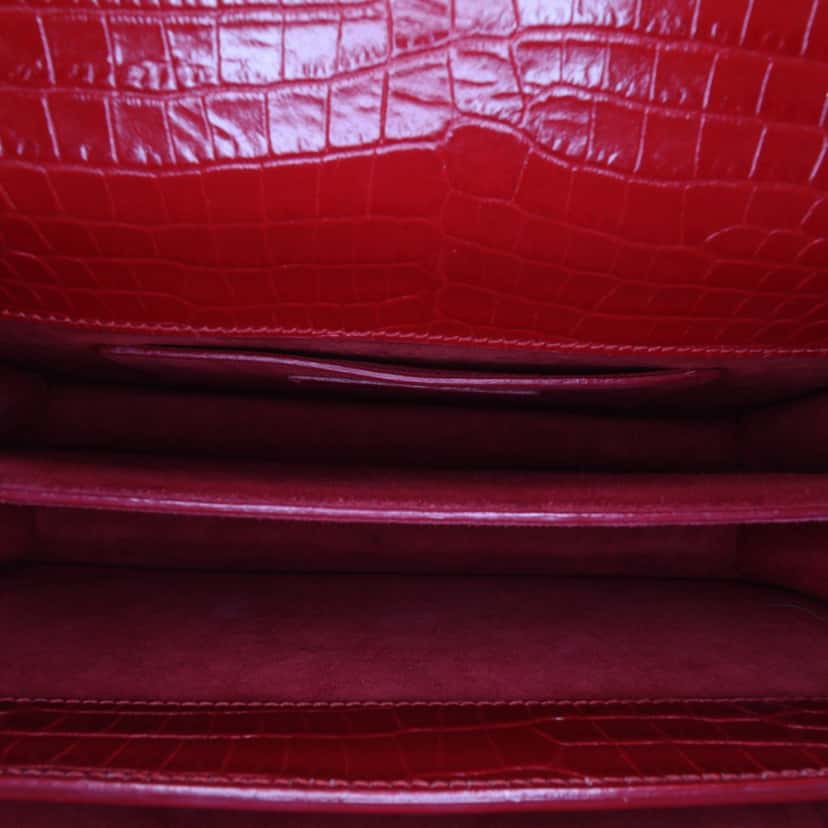 Saint Laurent Medium Croc Embossed Leather Sunset Crossbody Red Leather Good condition - Box View