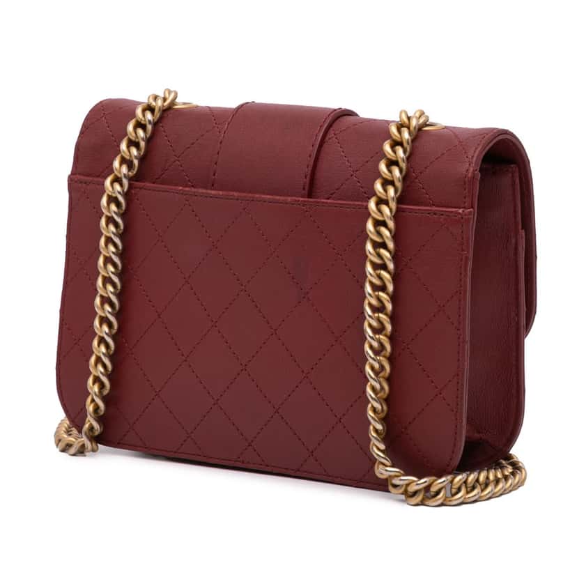 Chanel Medium Quilted Sheepskin Front Chain Flap Red Leather Good condition - Back View