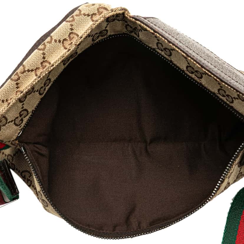 Gucci GG Canvas Web Double Pocket Belt Bag Brown Canvas Good condition - Model View