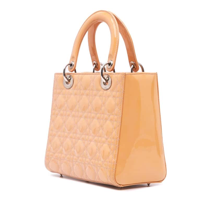 Dior Medium Patent Cannage Lady Dior Brown Leather Good condition - Back View