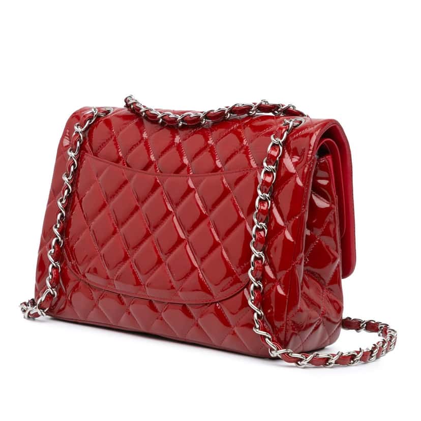 Chanel Jumbo Classic Patent Double Flap Red Leather Good condition - Back View
