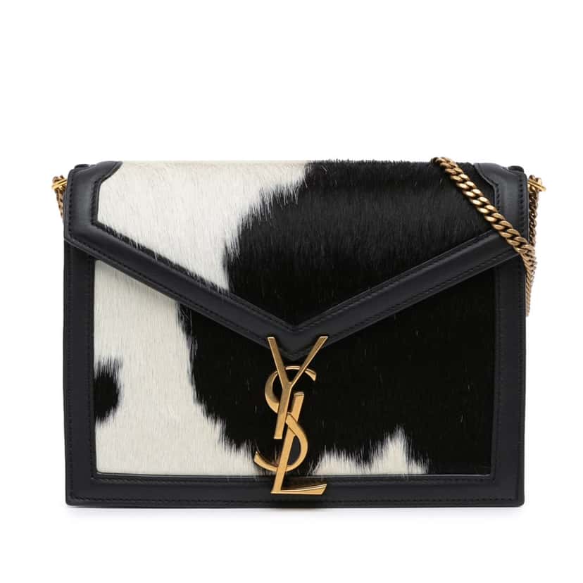 Saint Laurent Calf Hair Cassandra Crossbody Black Good condition - Front View