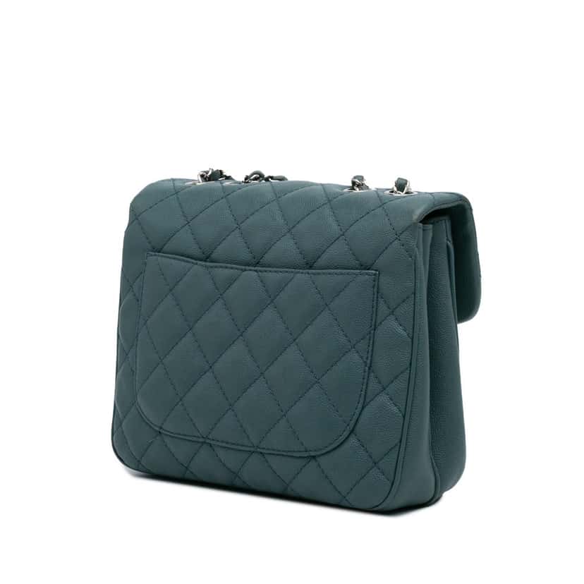 Chanel Medium Quilted Caviar Urban Companion Flap Blue Leather Good condition - Back View