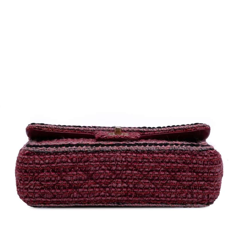 Chanel Medium Braided Classic Tweed Single Flap Red Tweed Good condition - Inside View