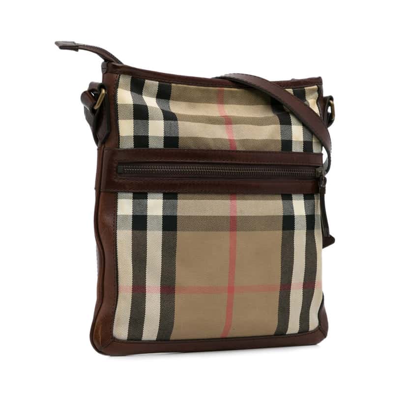 Burberry House Check Crossbody Bag Brown Canvas Fair condition - Back View