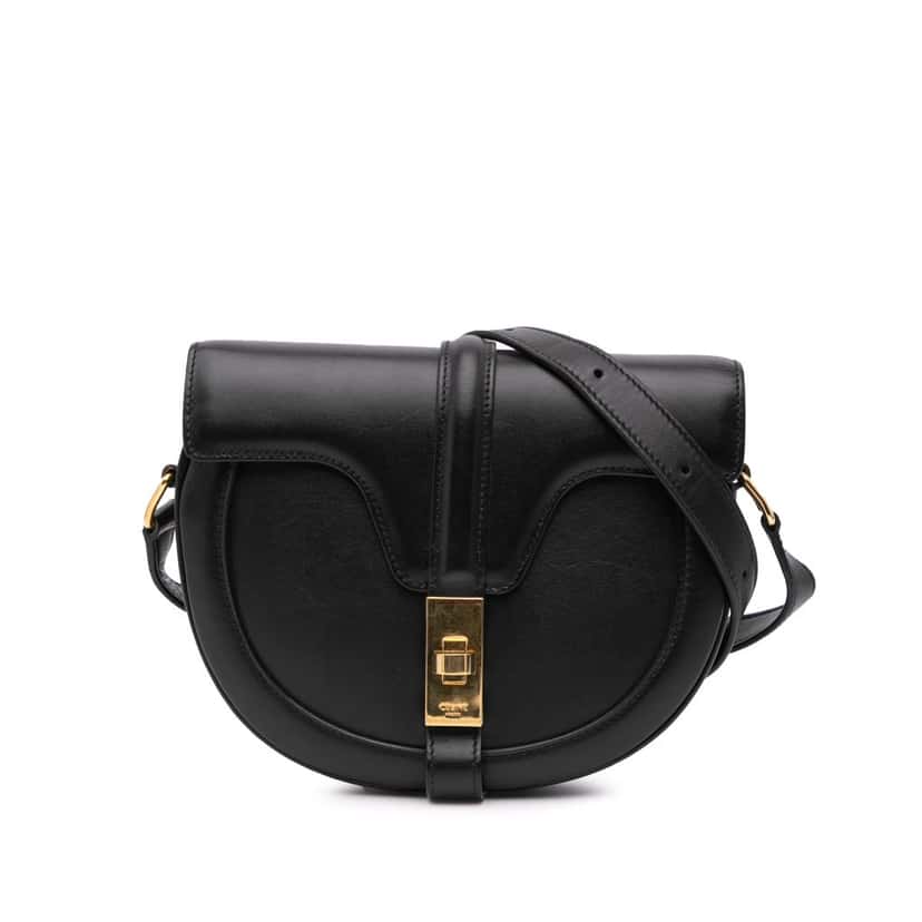Celine Small Calfskin Besace 16 Crossbody Black Leather Good condition - Front View
