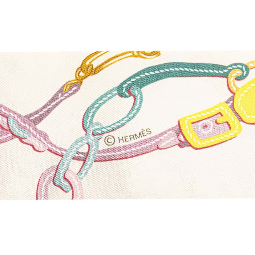 Hermès Brides De Gala Twilly Silk Scarf White Silk Good condition - Model View