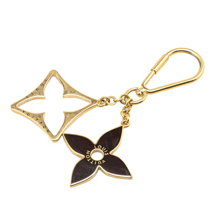 Louis Vuitton Gold Plated Enamel Puzzle Key Ring and Bag Charm Gold Metal Good condition - Front View