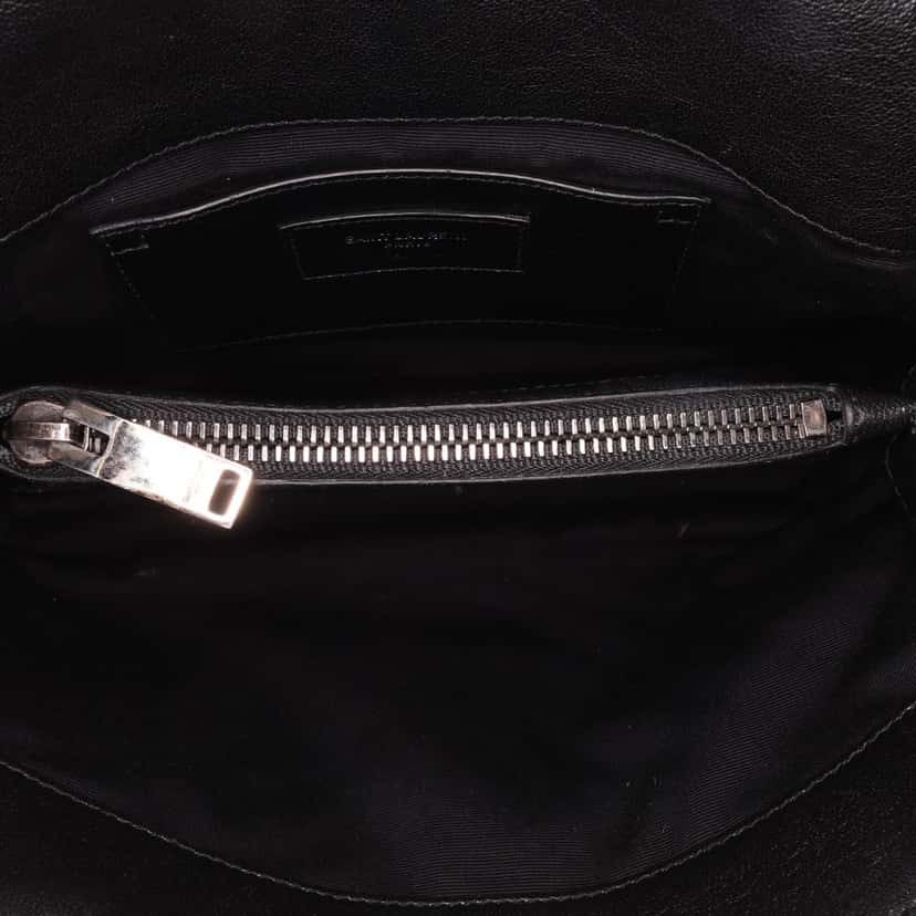 Saint Laurent Medium Quilted Chevron Studded Sheepskin College Satchel Black Leather Good condition - Model View