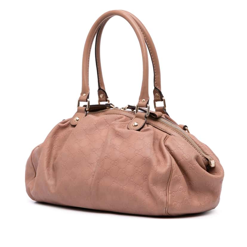 Gucci Guccissima Sukey Satchel Pink Leather Good condition - Back View