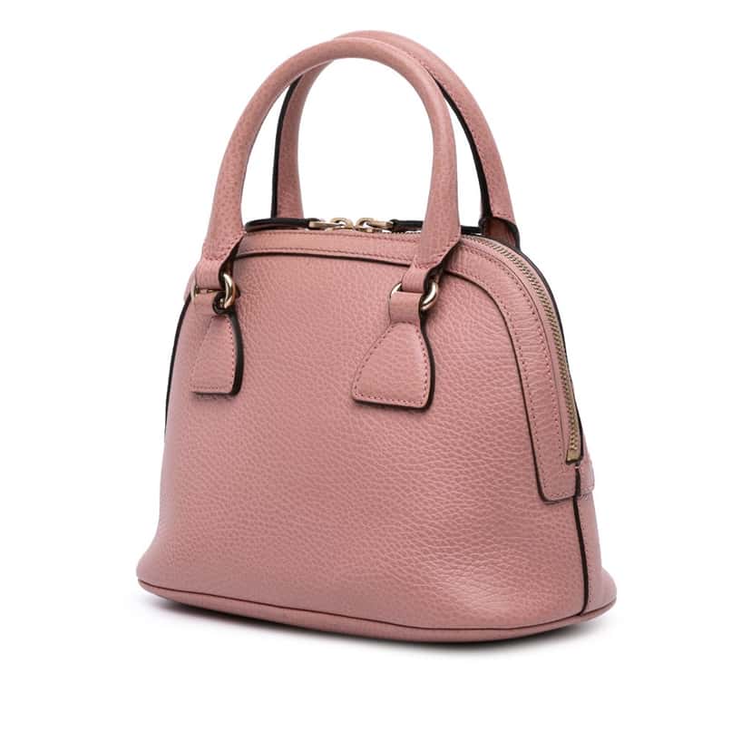 Gucci Mini Leather GG Charm Dome Satchel Pink Leather Very good condition - Back View