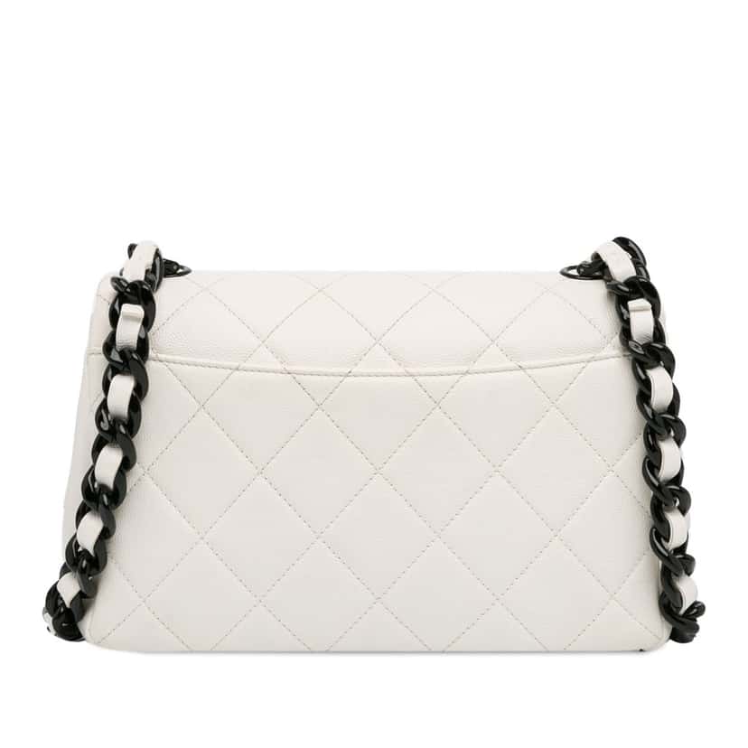 Chanel Medium Quilted Caviar My Everything Flap White Leather Good condition - Inside View