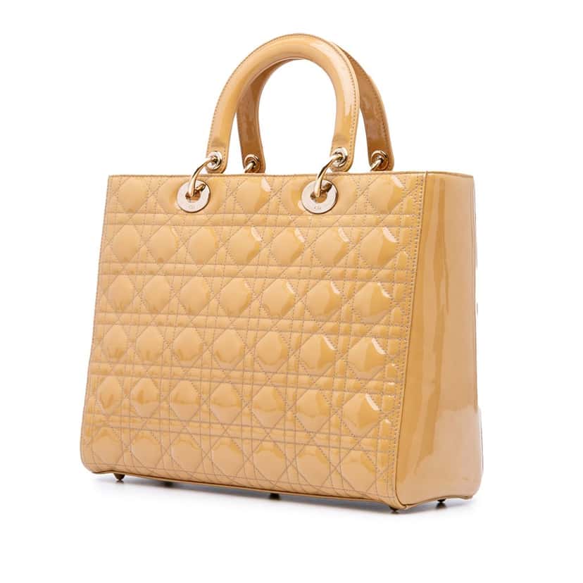 Dior Large Patent Cannage Lady Dior Brown Leather Good condition - Back View