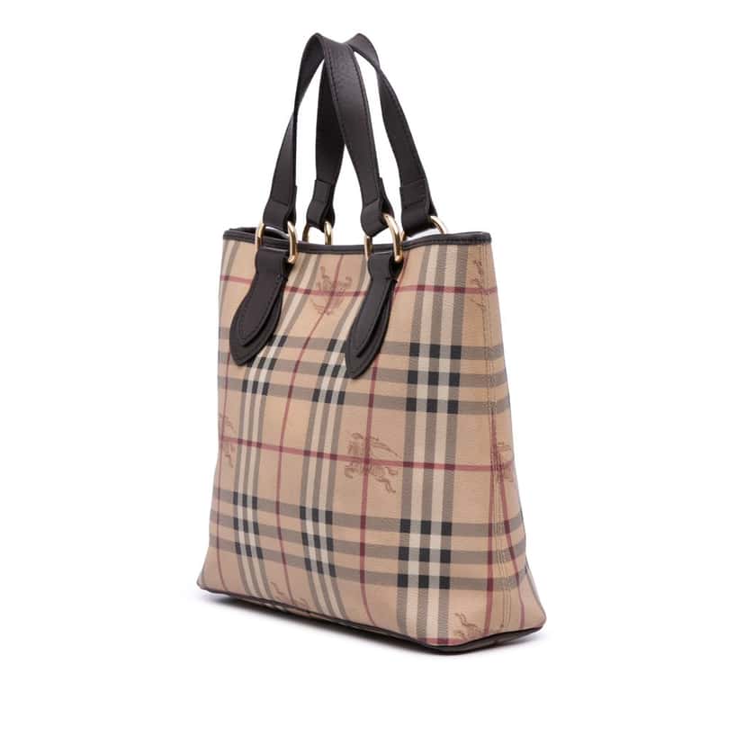 Burberry Haymarket Check Coated Canvas Tote Brown Canvas Good condition - Back View