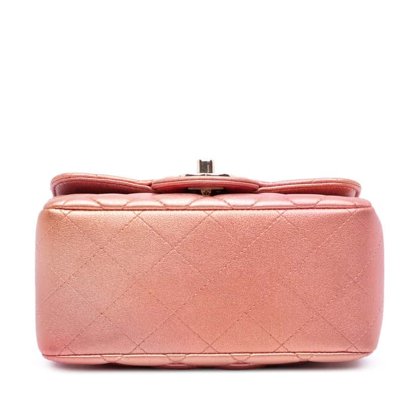 Chanel Mini Square Iridescent Calfskin Flap Orange Leather Good condition - Inside View