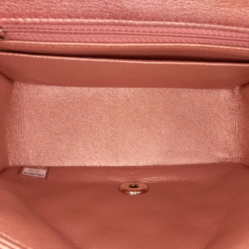 Chanel Mini Square Iridescent Calfskin Flap Orange Leather Good condition - Model View