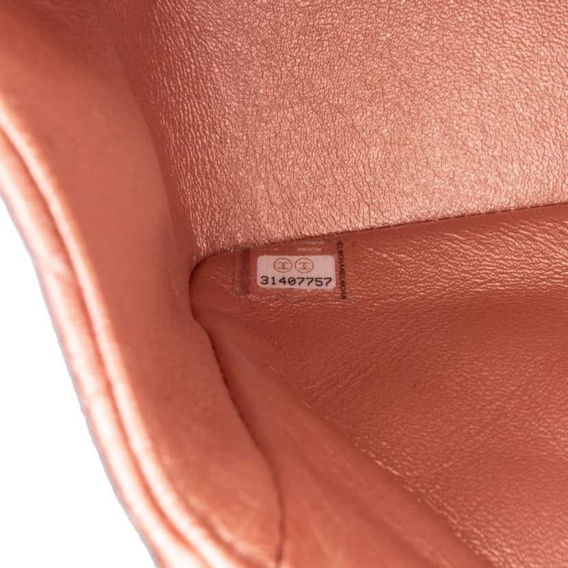 Chanel Mini Square Iridescent Calfskin Flap Orange Leather Good condition - Box View