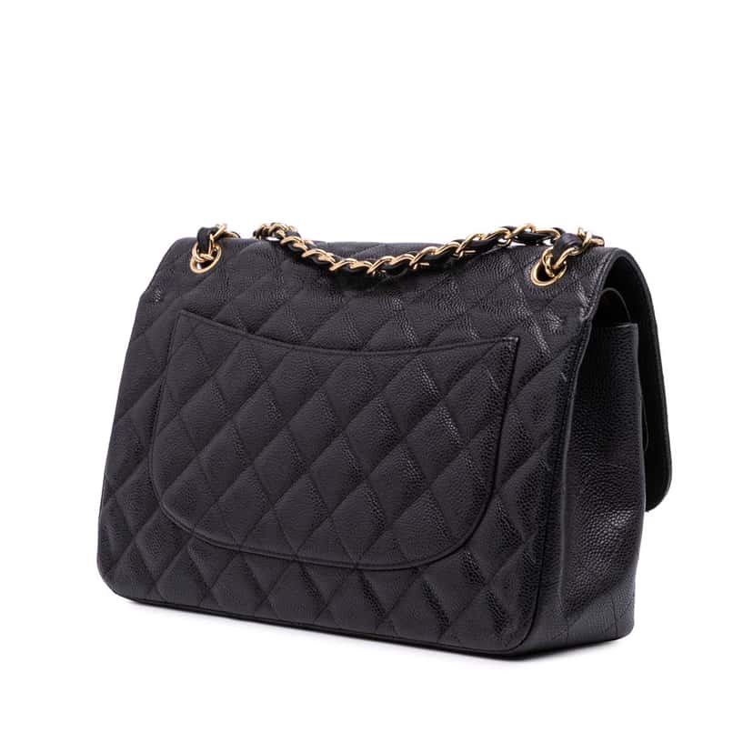 Chanel Jumbo Classic Caviar Double Flap Black Leather Good condition - Back View