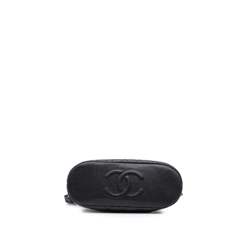 Chanel Quilted Caviar Shoulder Bag Black Leather Good condition - Inside View