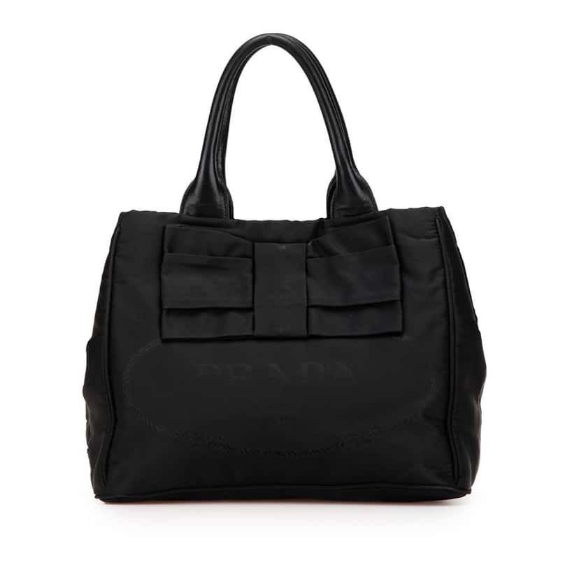 Prada Tessuto Canapa Logo Bow Satchel Black Good condition - Front View