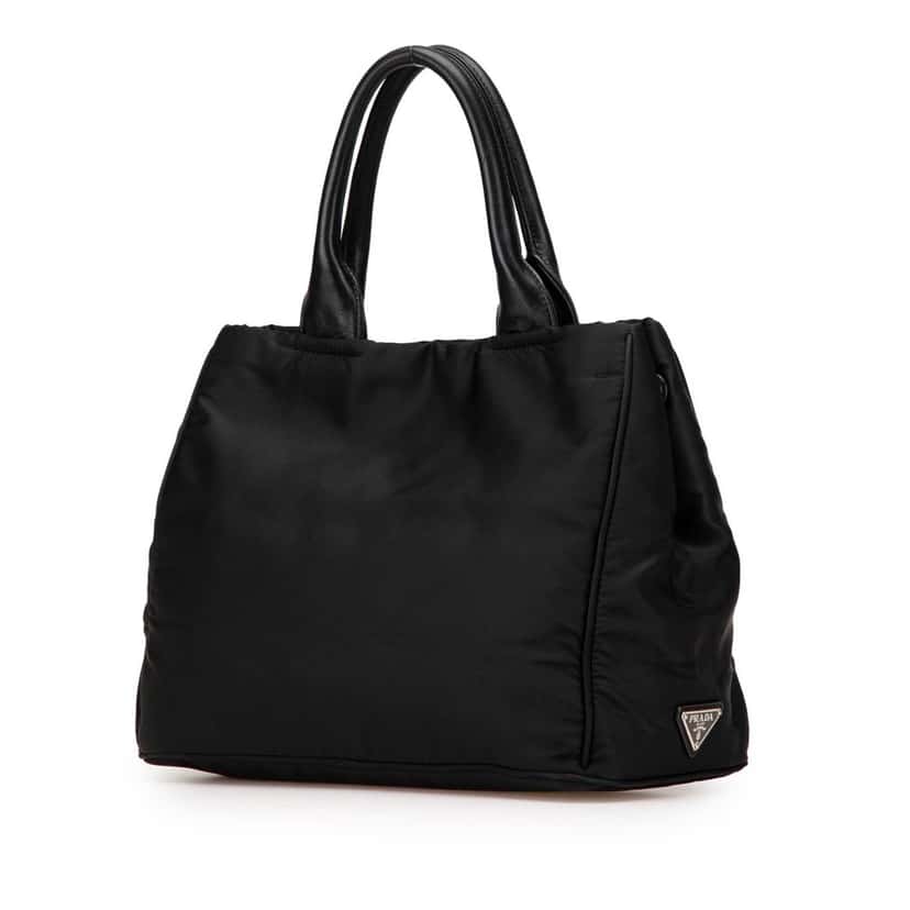 Prada Tessuto Canapa Logo Bow Satchel Black Good condition - Back View