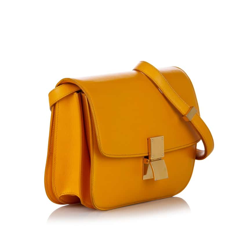 Celine Medium Calfskin Classic Box Yellow Leather Good condition - Back View