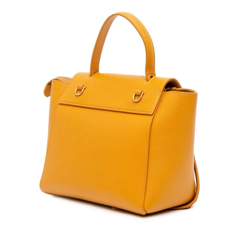 Celine Nano Grained Calfskin Belt Bag Yellow Leather Good condition - Back View